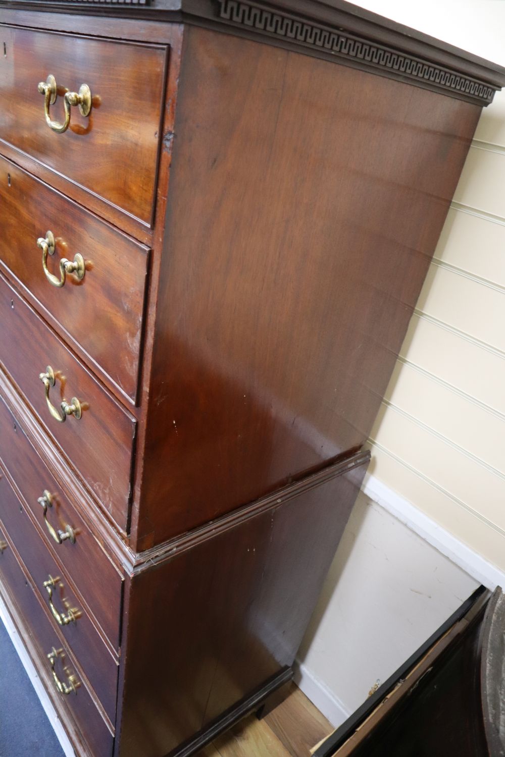 A George III mahogany chest on chest, width 102cm